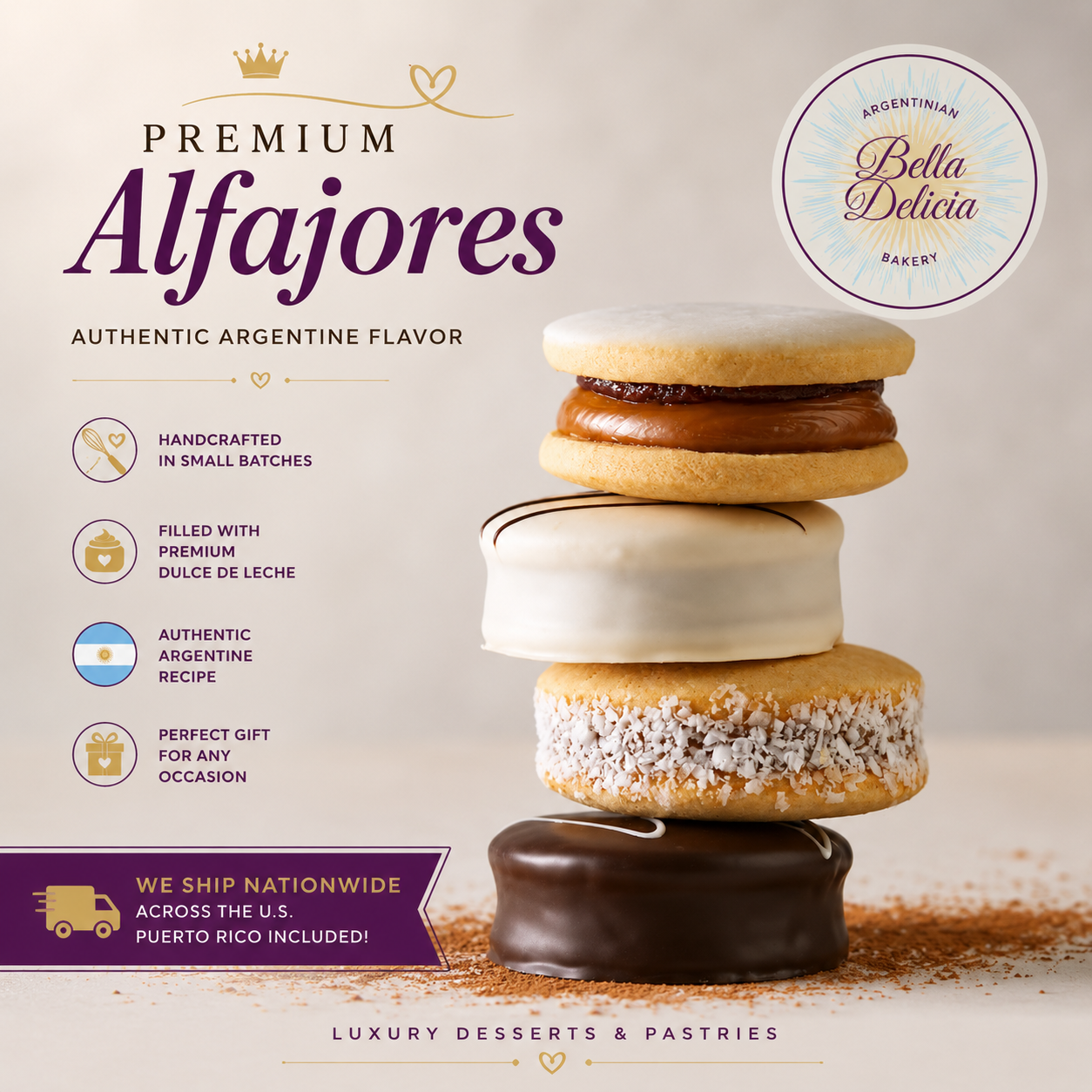 Assorted Argentine Alfajores – 12 Pack
