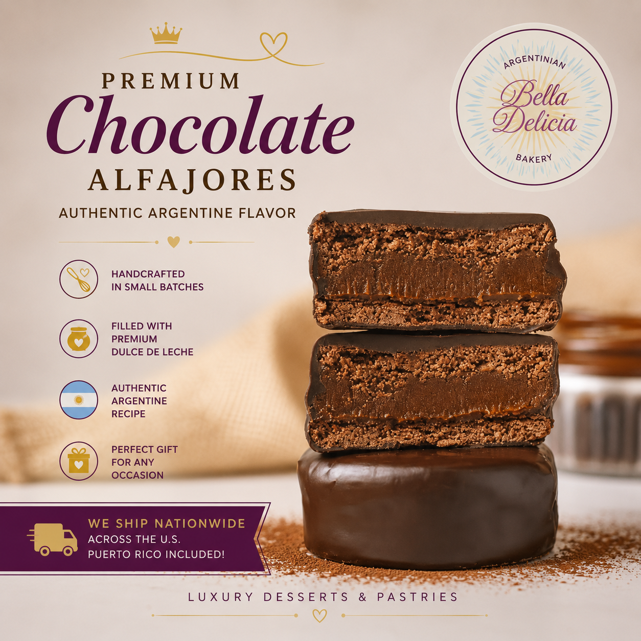 Belgian Chocolate Alfajores – 12 Pack 🍫🇦🇷