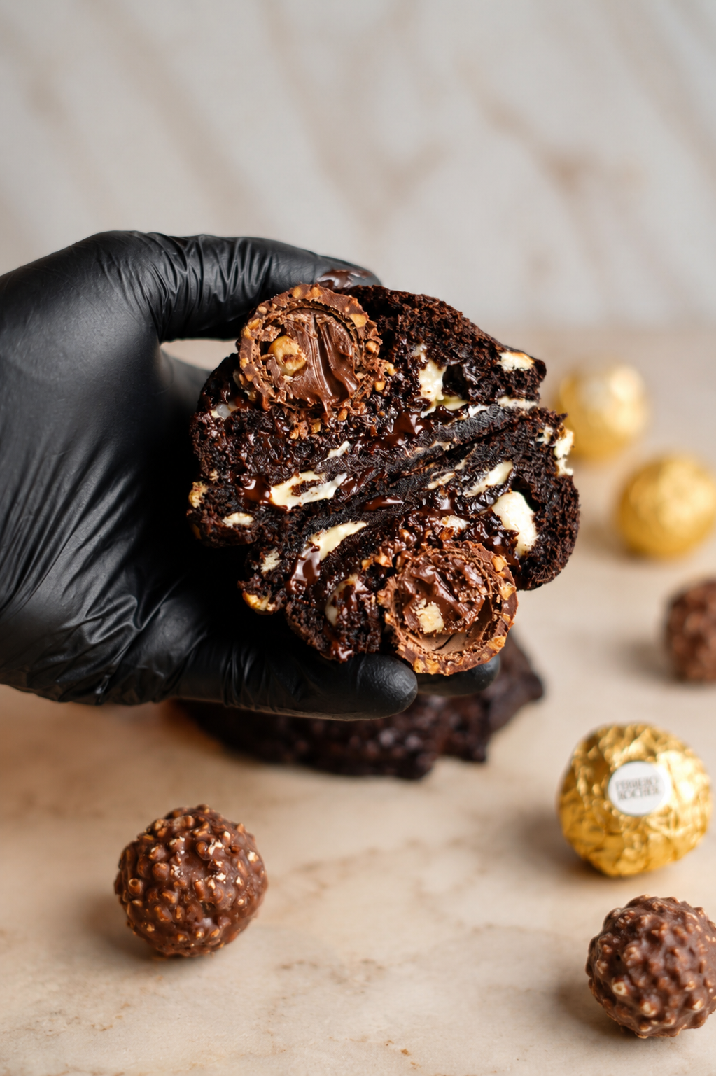Nutella &amp; Ferrero Rocher New York Cookies 🍫✨